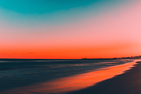 เนื้อน้ำธรรมชาติชายหาดพระอาทิตย์ตก, วอลล์เปเปอร์ HD HD wallpaper