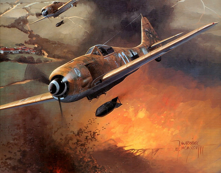 pesawat terbang, pesawat terbang, Focke Wulf, Fw 190, Jerman, Luftwaffe, militer, Pesawat Militer, Perang Dunia II, Wallpaper HD