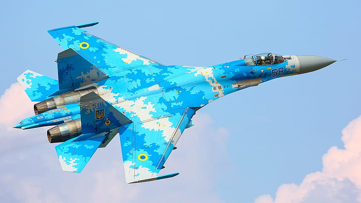 ジェット戦闘機、スホーイSu-27、航空機、ジェット戦闘機、ウクライナ空軍、軍用機、 HDデスクトップの壁紙