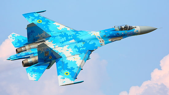 Myśliwce odrzutowe, Suchoj Su-27, Samoloty, Myśliwiec odrzutowy, Ukraińskie Siły Powietrzne, Samolot bojowy, Tapety HD HD wallpaper