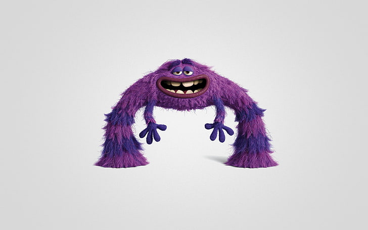 illustration de monstre violet, monstre, minimalisme, fond clair, Monsters University, Inc., Monsters Inc., Monsters, Fond d'écran HD