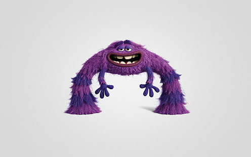 Ilustración de monstruo púrpura, monstruo, minimalismo, fondo claro, Monsters University, Inc., Monsters Inc., Monsters, Fondo de pantalla HD HD wallpaper