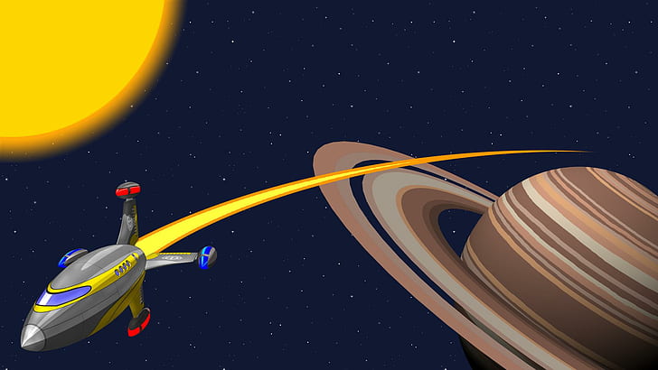 Viagens espaciais, espaço, planeta, Saturno, foguete, 3d e abstrato, HD papel de parede