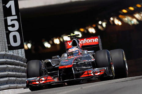 coche de Fórmula 1 negro y rojo, monaco grand prix, grand prix de monaco, vías urbanas, Fondo de pantalla HD HD wallpaper