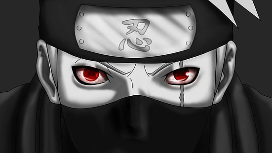 Ilustracja postaci Naruto, Hatake Kakashi, Naruto Shippuuden, Sharingan, Mangekyou Sharingan, Tapety HD HD wallpaper