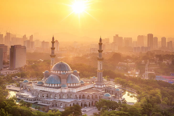 landscape, city, the city, mosque, Kuala Lumpur, Malaysia, HD wallpaper
