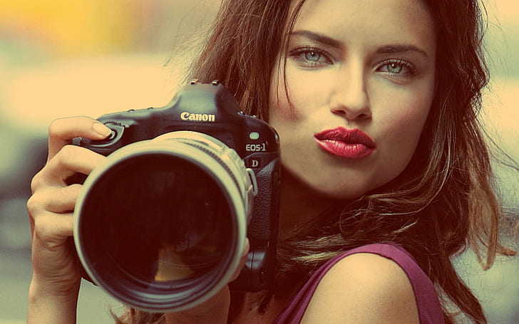 Adriana Lima with Canon Camera, with, canon, camera, adriana, lima, celebrities, HD wallpaper