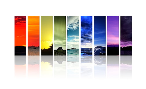 Landschaften, Collage mit Landschaften in verschiedenen Farben, Aero, Weiß, Landschaften, HD-Hintergrundbild HD wallpaper