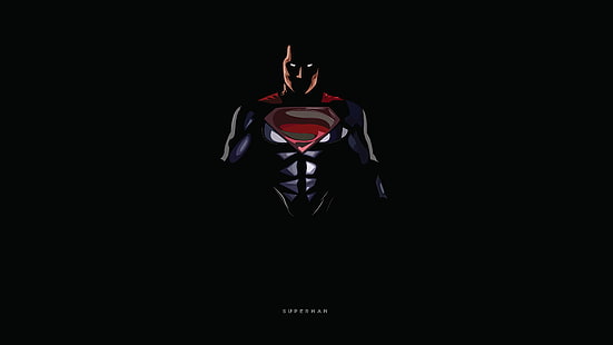 Superman, Minimal, พื้นหลังสีเข้ม, การ์ตูนดีซี, ฮีโร่, ดำ, 4K, 8K, วอลล์เปเปอร์ HD HD wallpaper