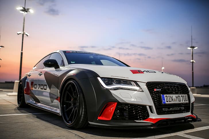 Audi, the evening, lights, RS7, 2016, S7, MandD Exclusive Cardesign, A7, A7 Sportback, S7 Sportback, MD700, HD wallpaper