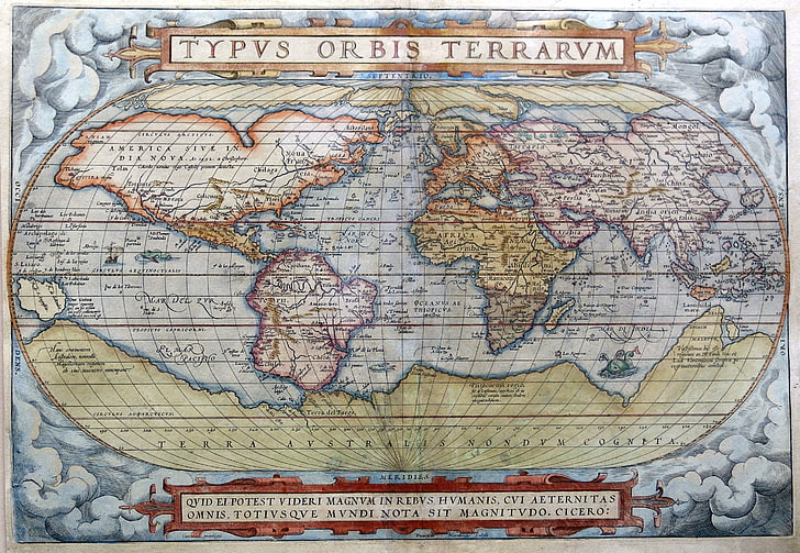 blaue und braune Weltkarte, Land, Karte, alt, Papier, HD-Hintergrundbild