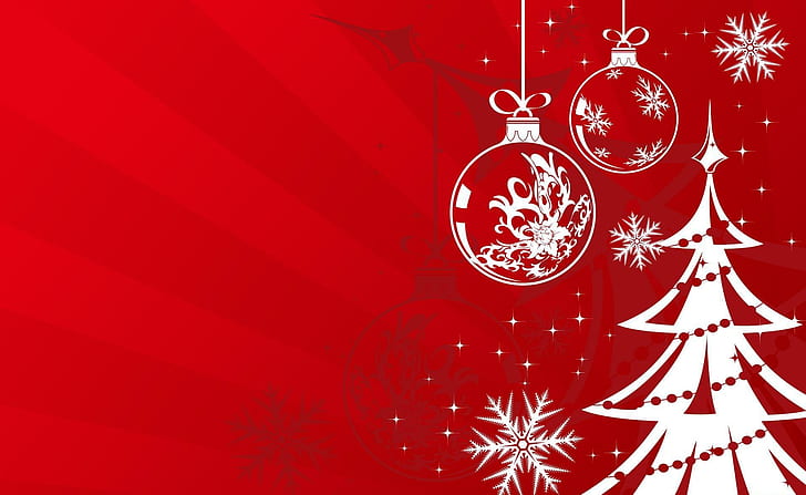christmas decorations, balloons, tree, snowflake, christmas decorations, balloons, tree, snowflake, HD wallpaper