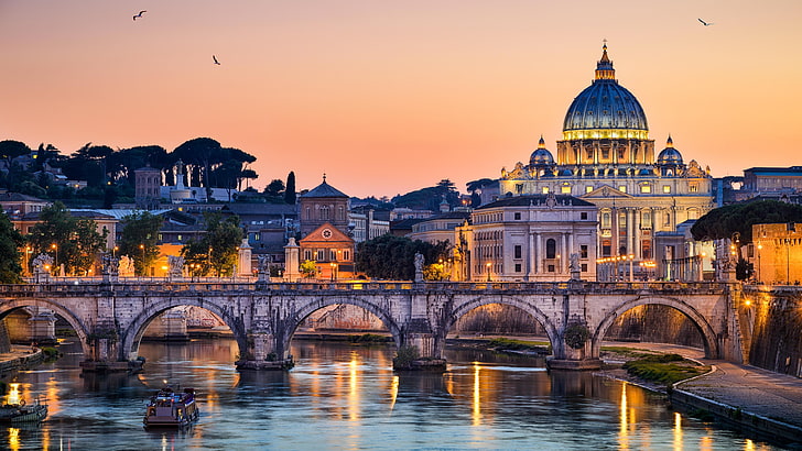 روما ، إيطاليا ، غروب الشمس ، المدينة، خلفية HD