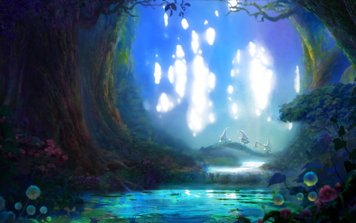 green forest painting, Aion, fantasy art, video games, HD wallpaper