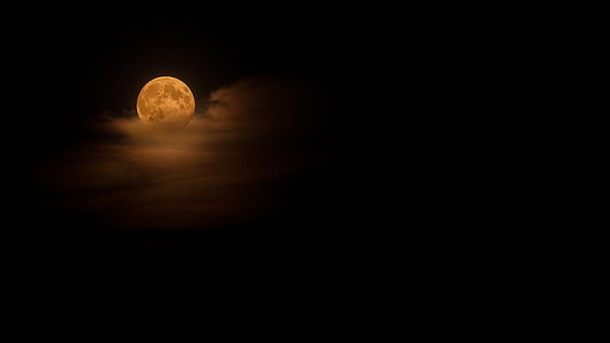 Minimalismus, Mondschein, Natur, Nacht, Wolken, Mond, dunkler, schwarzer Hintergrund, HD-Hintergrundbild HD wallpaper
