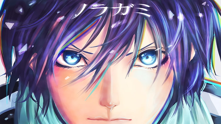 мужской персонаж с фиолетовыми волосами, аниме, норагами, ято (норагами), HD обои