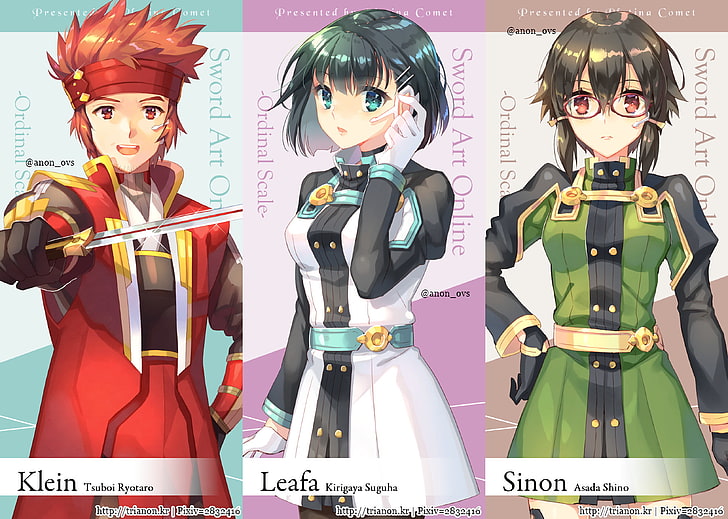 소드 아트 온라인, 소드 아트 온라인 영화 : Ordinal Scale, Asada Shino, Klein (Sword Art Online), Leafa (Sword Art Online), Ryoutarou Tsuboi, Sinon (Sword Art Online), Suguha Kirigaya, HD 배경 화면
