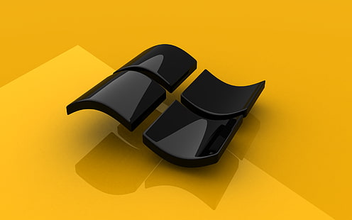 شعار ويندوز الأسود لمعان مايكروسوفت ويندوز، خلفية HD HD wallpaper