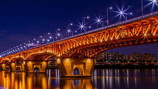 جسر سيونغسو ، كوريا الجنوبية ، سيول ، نهر هان ، نهر ، جسر ، كوريا ، مدينة، خلفية HD HD wallpaper