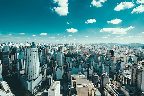 сан, здания, облака, город, бразилия, городской пейзаж, пауло, HD обои HD wallpaper