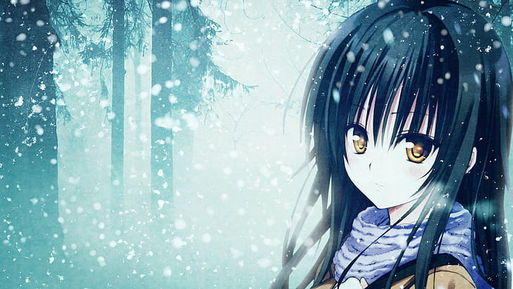 Anime, chicas anime, cabello negro, kotegawa yui, ru, nieve, amar, ojos  amarillos, Fondo de pantalla HD | Wallpaperbetter