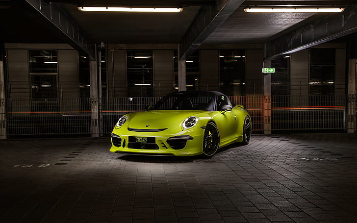 2014 Techart Porsche 911 Targa 4S, зеленый Порше 911, Porsche, Techart, Targa, 2014, автомобили, HD обои