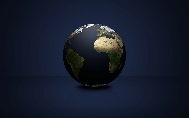 Globe, Planet, Continents, Dark background, HD wallpaper