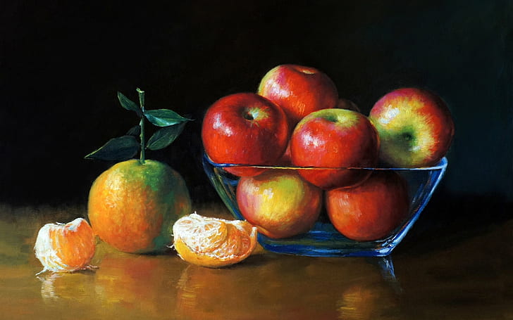 فن الرسم، تفاح وبرتقال، فن، رسم، تفاح، برتقال، خلفية HD