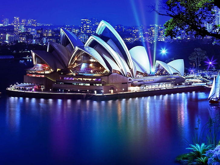 Gedung Opera Sydney Di Malam Hari, Austral, Gedung Opera Sydney, Dunia, Cityscapes, australia, Wallpaper HD