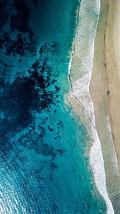 аэрофотосъемка моря, природы, воды, пляжа, HD обои HD wallpaper