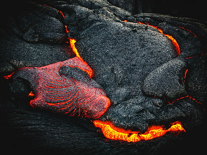 lava, ardiente, superficie, volcán, Fondo de pantalla HD HD wallpaper