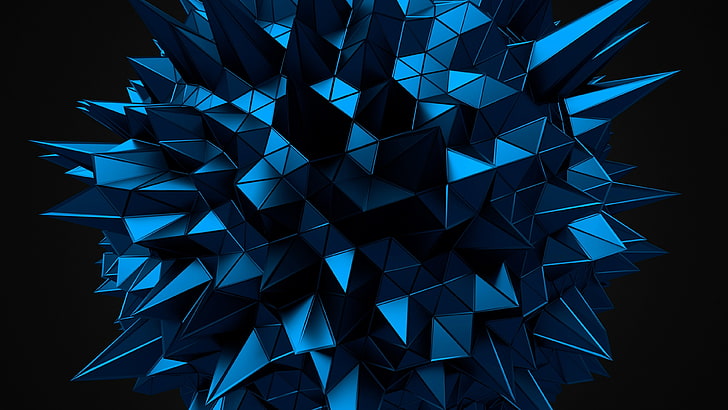 8k uhd, 3d, digital art, abstract art, 8k, polygonal, spike, spikes, blue, HD  wallpaper | Wallpaperbetter