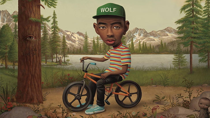 человек на велосипеде BMX digital wallpaper, хип-хоп, Тайлер Создатель, карикатура, HD обои