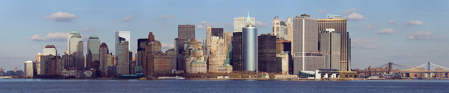 city buildings, city, New York City, triple screen, HD wallpaper HD wallpaper