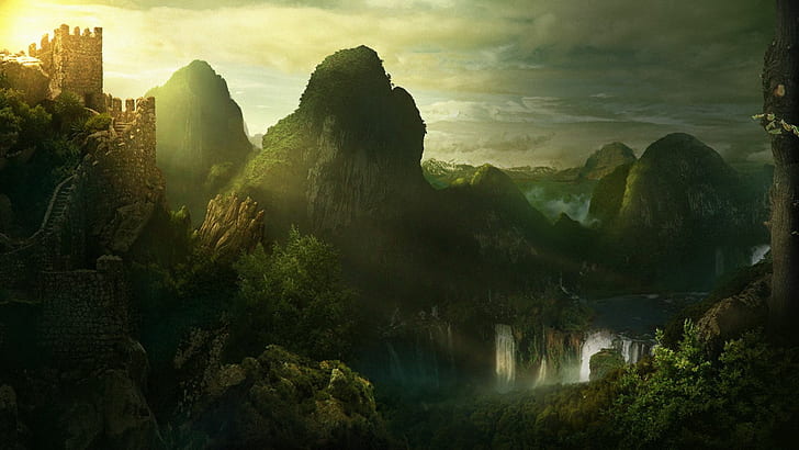 Landscape HD, tembok besar Cina, fantasi, pemandangan, Wallpaper HD