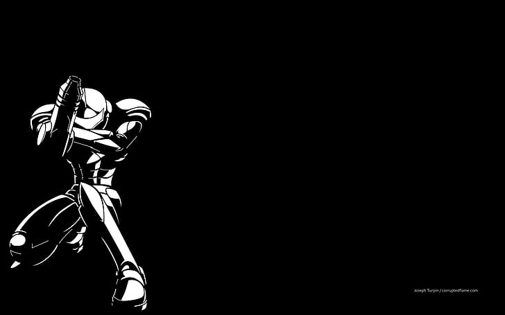 Metroid noir et blanc Samus Aran Varia armure de puissance à contraste élevé Art Monochrome HD Art, noir et blanc, Metroid, Samus Aran, Varia, contraste élevé, armure de puissance, Fond d'écran HD