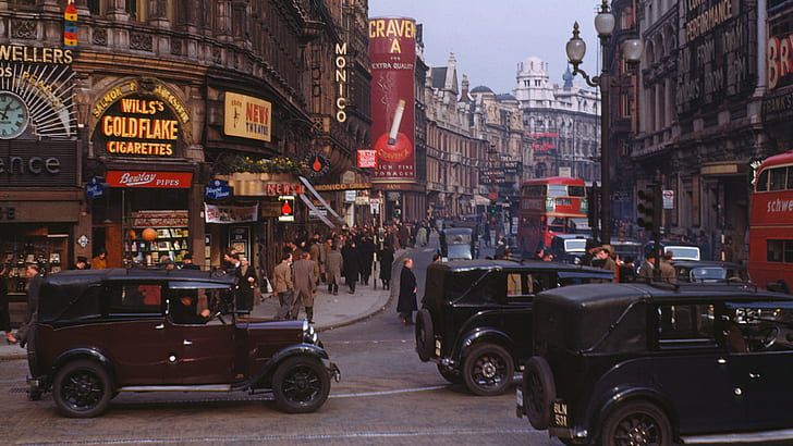 Klassisk bil, Kodachrome, London, street, vintage, HD tapet