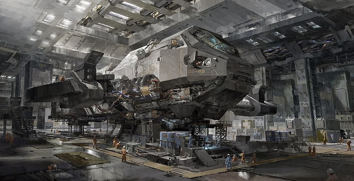 schwarz-grauer Automotor, Raumschiff, Science-Fiction, HD-Hintergrundbild