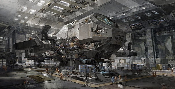 mesin mobil hitam dan abu-abu, pesawat ruang angkasa, fiksi ilmiah, Wallpaper HD HD wallpaper
