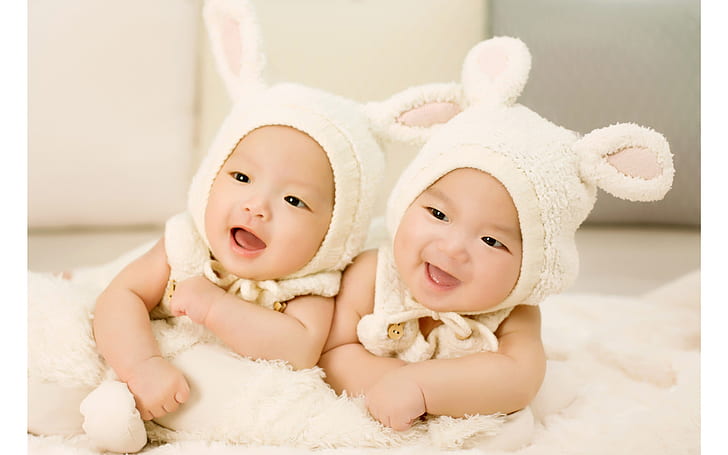 Cute Twin Babies HD, милые, детки, близнецы, HD обои