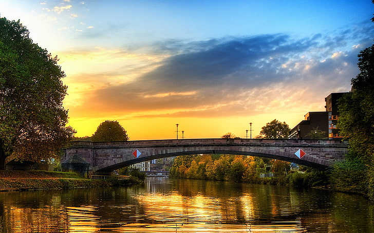 Germany, bridge, river, HD wallpaper