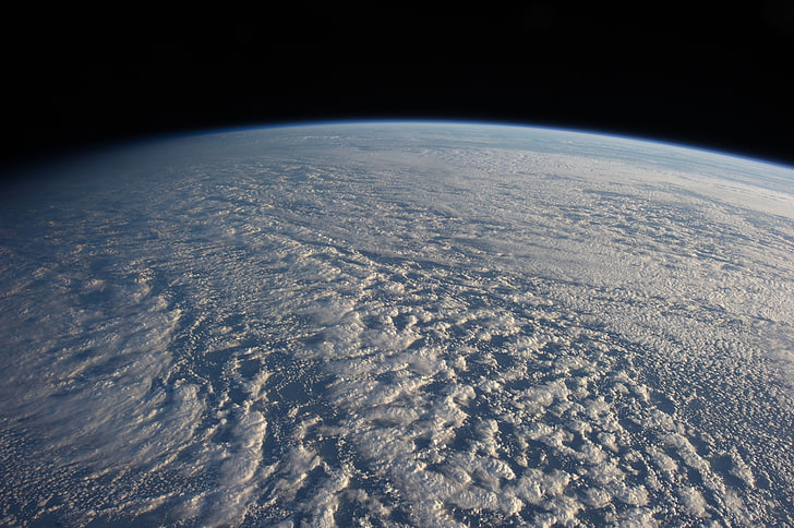 nuvens, espaço, mar, estações orbitais, NASA, ISS, SpaceX, HD papel de parede