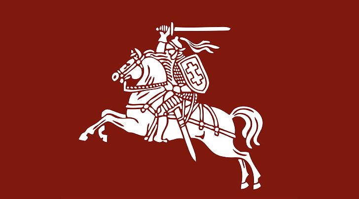 Lithuania, coat of arms, flag, horseman, HD wallpaper