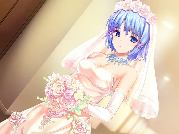 game cg tropical kiss rikka wedding dresses anime girls koutaro Abstract 3D and CG HD Art , game cg, Tropical Kiss, HD wallpaper