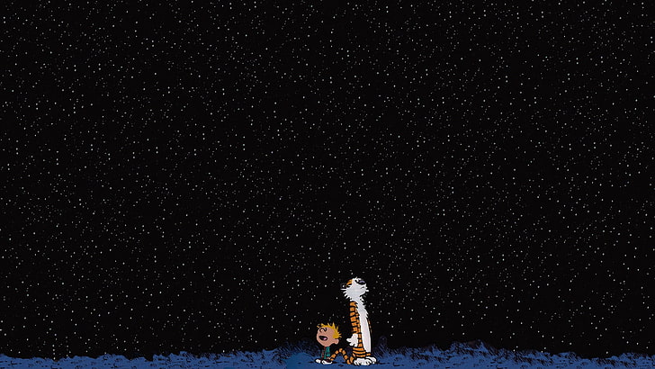 illustration de personnage de dessin animé tigre et enfant, Calvin et Hobbes, bandes dessinées, œuvres d'art, dessin animé, Fond d'écran HD