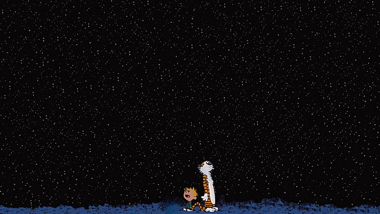 illustration de personnage de dessin animé tigre et enfant, Calvin et Hobbes, bandes dessinées, œuvres d'art, dessin animé, Fond d'écran HD HD wallpaper