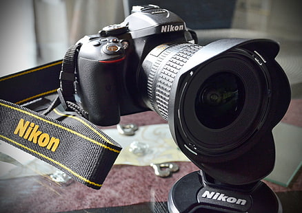Siyah Nikon DSLR fotoğraf makinesi, SLR fotoğraf makinesi, Nikon, D5300, objektif, HD masaüstü duvar kağıdı HD wallpaper
