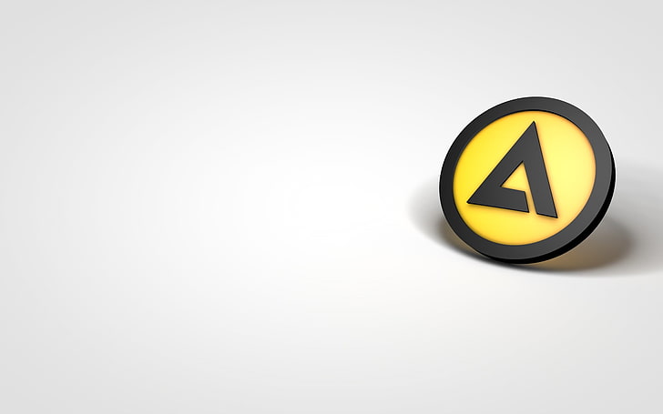 logo jaune et noir, Aimp, musique, logo, fond simple, Fond d'écran HD