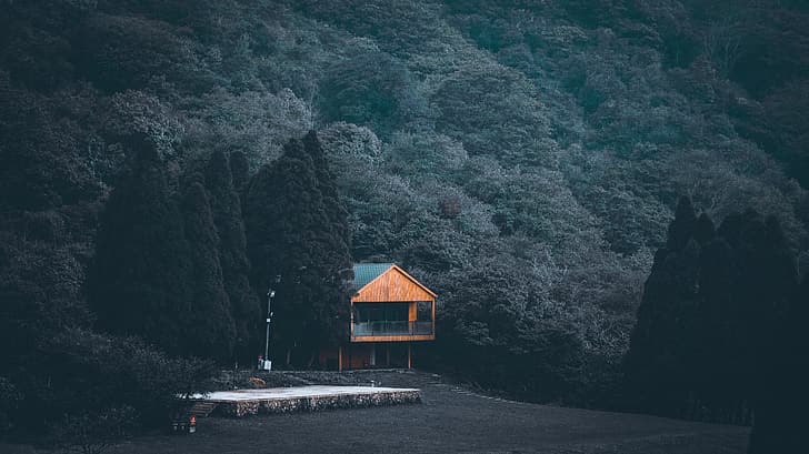 Hütte, Bäume, Wald, Natur, HD-Hintergrundbild