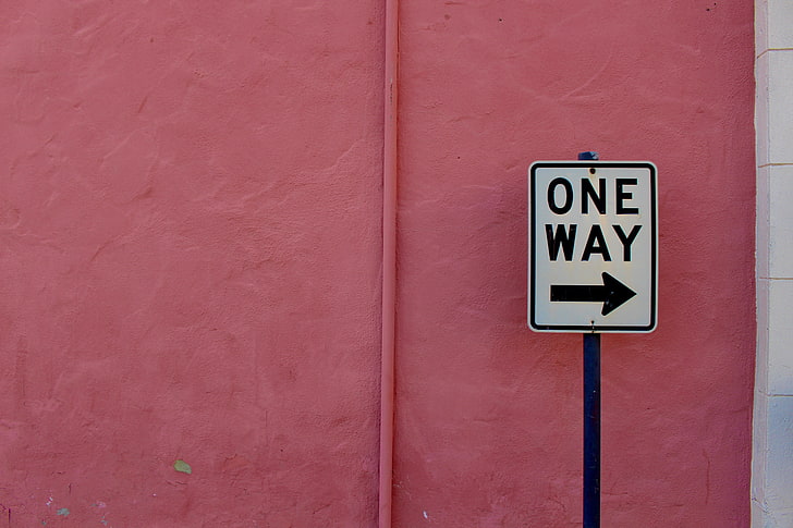 one way road sign, pointer, wall, inscription, one way, HD wallpaper
